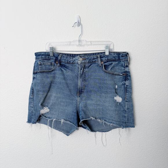 [Old Navy] O.G. Short High Rise Distressed Mid Wash Cut Off Denim Shorts Size 18 - Picture 2 of 10